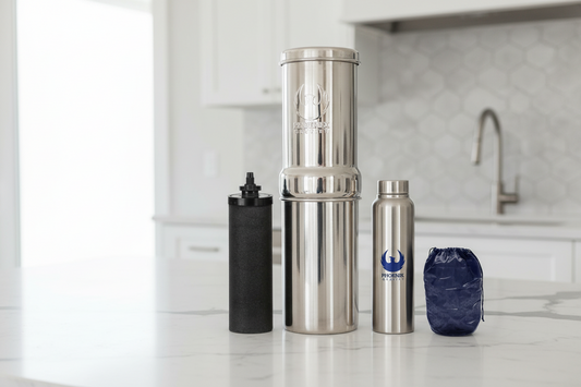 1L Premium Stainless Steel Gravity Mini Water Filter With Smart Carbon Filter