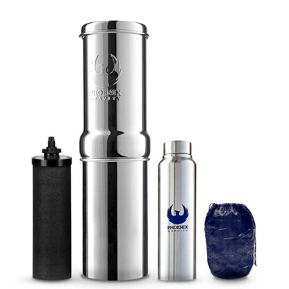 1L Premium Stainless Steel Gravity Mini Water Filter With Smart Carbon Filter