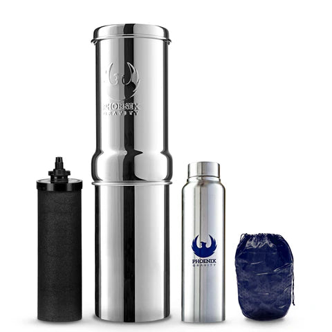 1L Premium Stainless Steel Gravity Mini Water Filter With Smart Carbon Filter