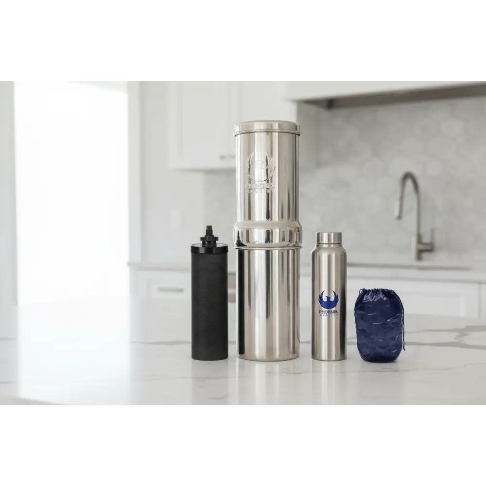 1l Premium Stainless Steel Gravity Mini Water Filter with Smart Carbon