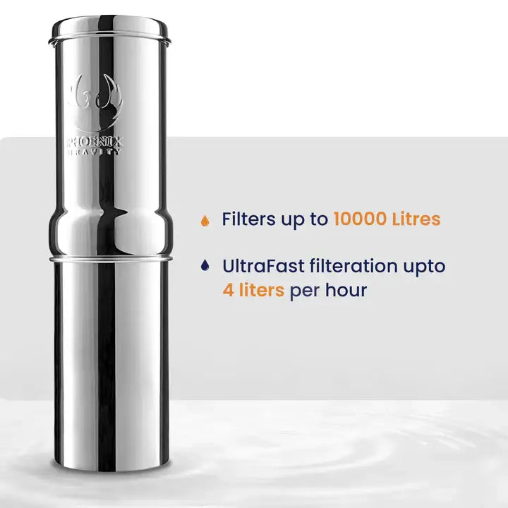 1l Premium Stainless Steel Gravity Mini Water Filter with Smart Carbon