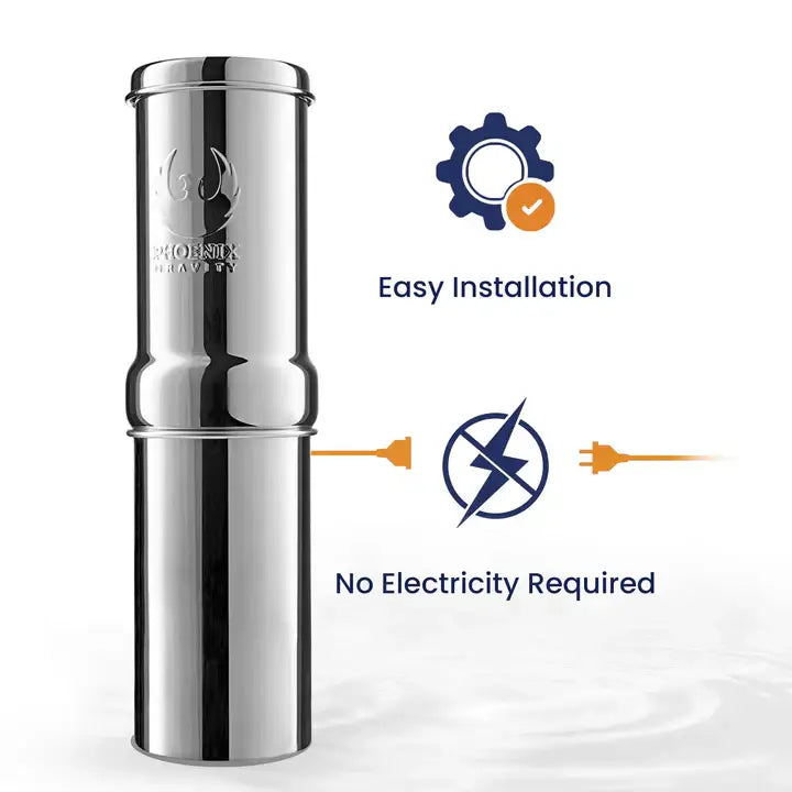 1l Premium Stainless Steel Gravity Mini Water Filter with Smart Carbon