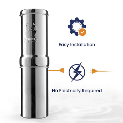 1l Premium Stainless Steel Gravity Mini Water Filter with Smart Carbon