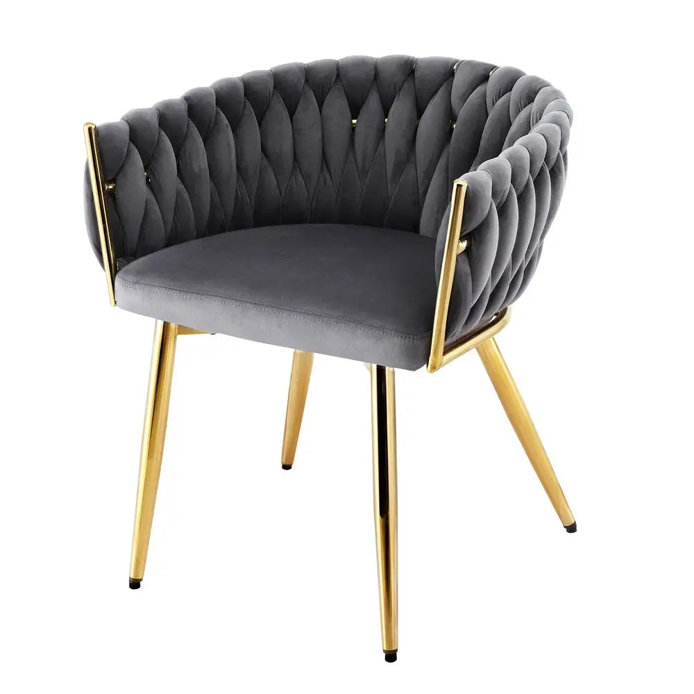1x Dining Chair Armchair Cafe Kitchen Lounge Chairs Velvet Weaving Grey