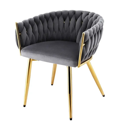 1x Dining Chair Armchair Cafe Kitchen Lounge Chairs Velvet Weaving Grey