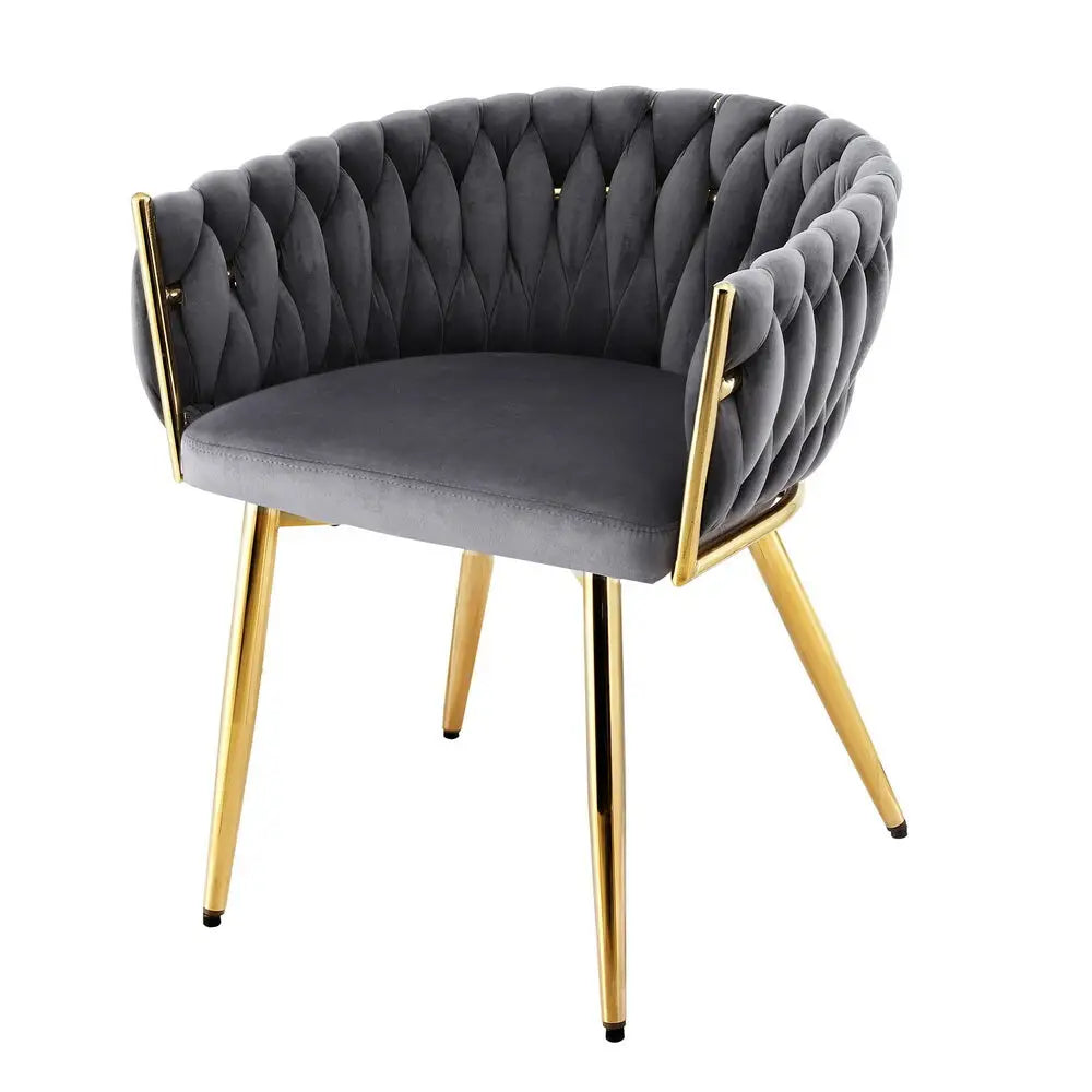 1x Dining Chair Armchair Cafe Kitchen Lounge Chairs Velvet Weaving Grey