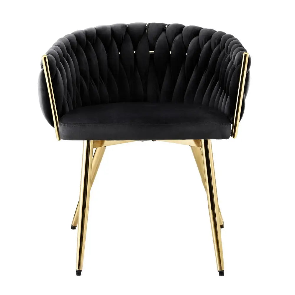1x Dining Chair Armchair Cafe Kitchen Lounge Chairs Velvet Weaving Black