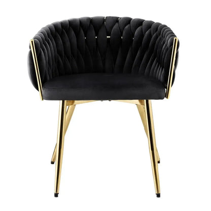 1x Dining Chair Armchair Cafe Kitchen Lounge Chairs Velvet Weaving Black