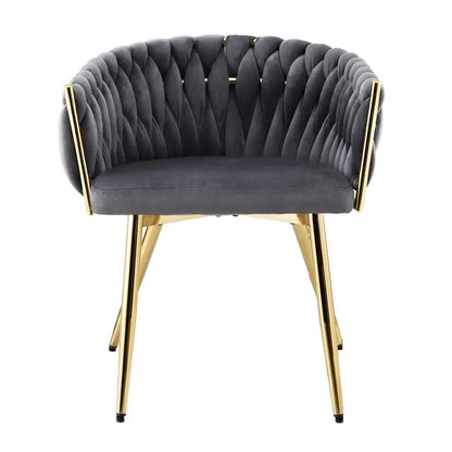 1x Dining Chair Armchair Cafe Kitchen Lounge Chairs Velvet Weaving Grey