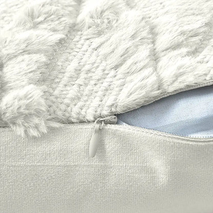 2 Pack Decorative Boho Throw Pillow Covers 45 x Cm (white) | White Faux Fur Quilted Pillow