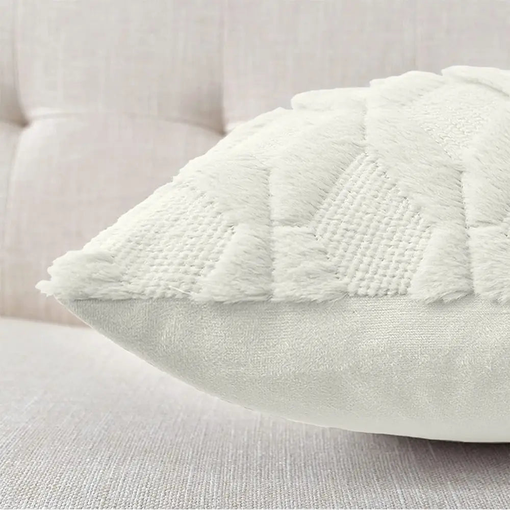 2 Pack Decorative Boho Throw Pillow Covers 45 x Cm (white) | White Textured Throw Pillow Plush