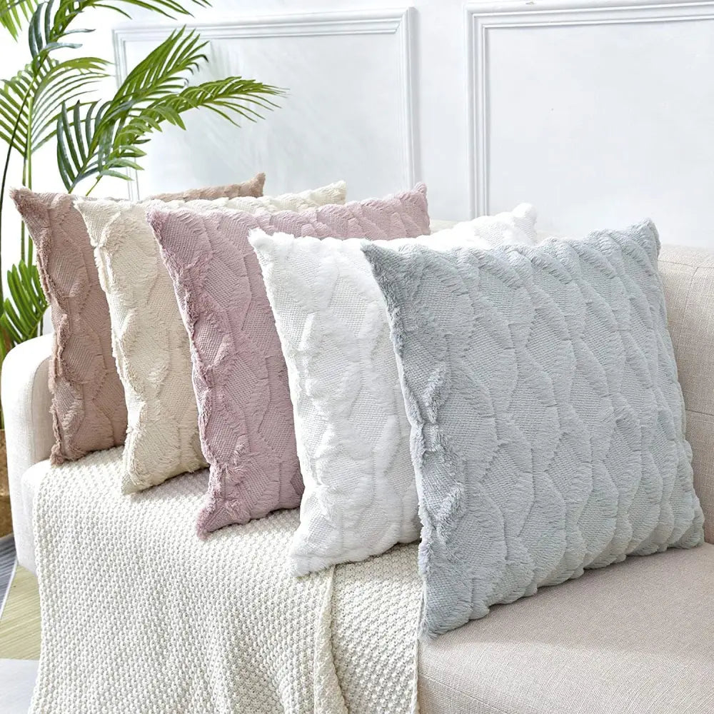 2 Pack Decorative Boho Throw Pillow Covers 45 x Cm (white) | Set Five Cozy Textured Throw
