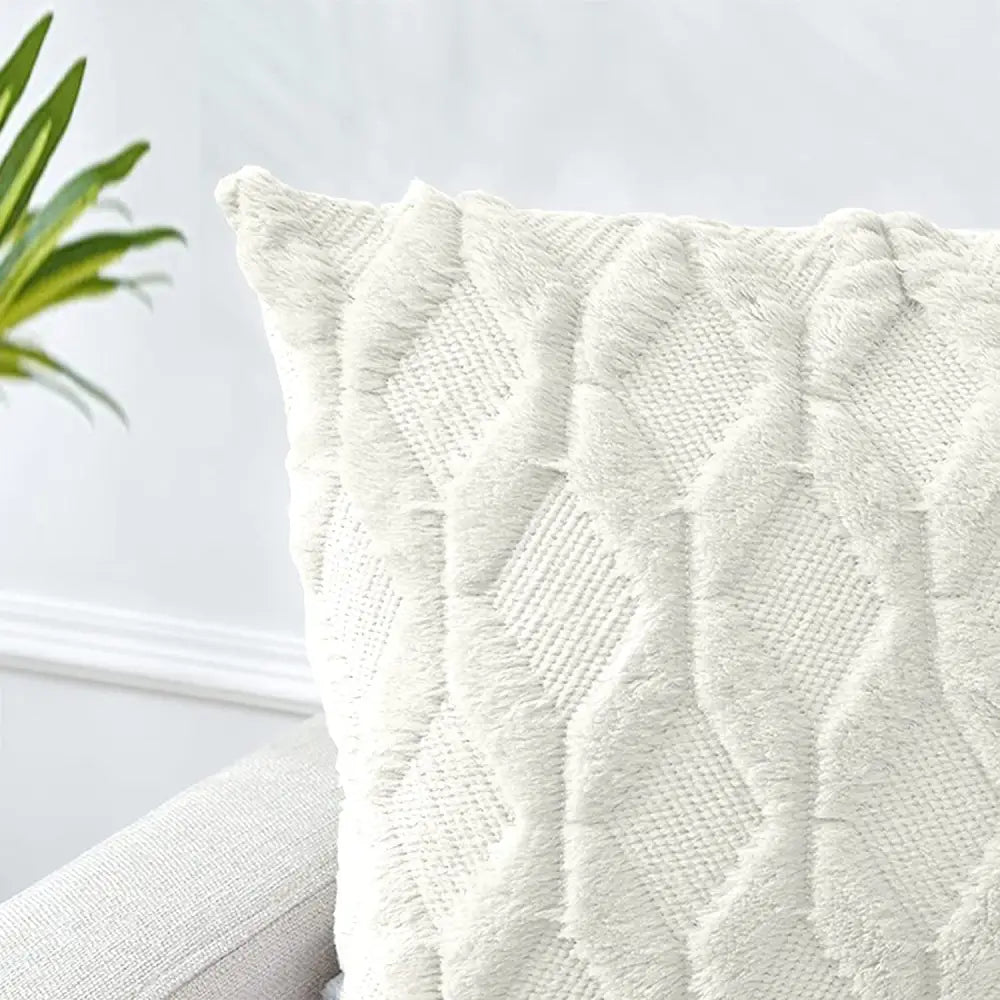2 Pack Decorative Boho Throw Pillow Covers 45 x Cm (white) | Cream-colored Throw Pillow Textured Diamond-patterned