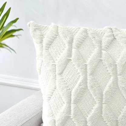 2 Pack Decorative Boho Throw Pillow Covers 45 x Cm (white) | Cream-colored Throw Pillow Textured Diamond-patterned