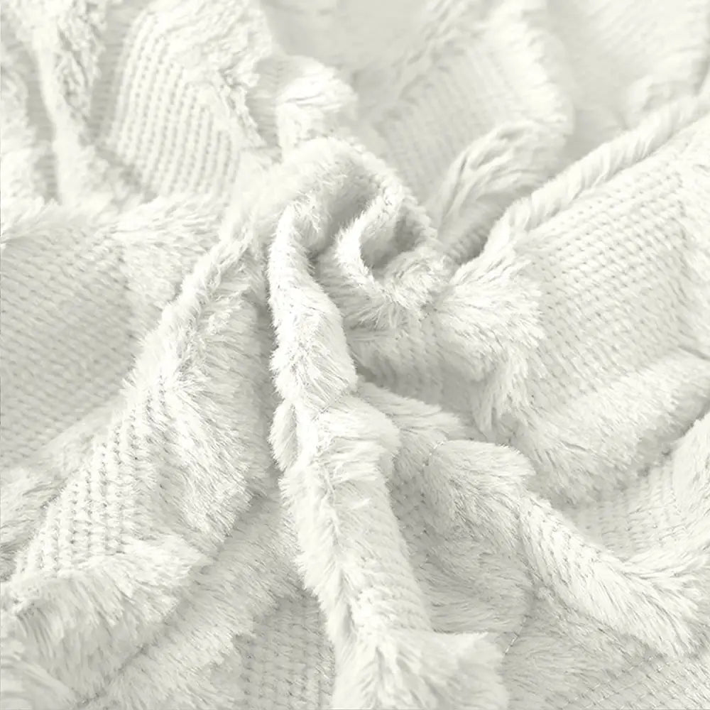 2 Pack Decorative Boho Throw Pillow Covers 45 x Cm (white) | White Fluffy Textured Knit Fabric