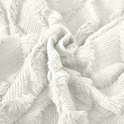 2 Pack Decorative Boho Throw Pillow Covers 45 x Cm (white) | White Fluffy Textured Knit Fabric