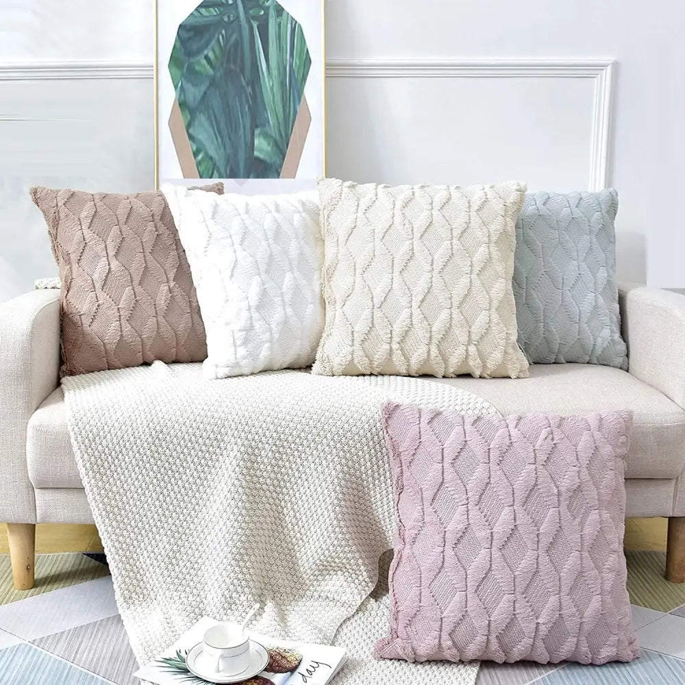 2 Pack Decorative Boho Throw Pillow Covers 45 x Cm (white) | Set Four Cozy Textured Throw
