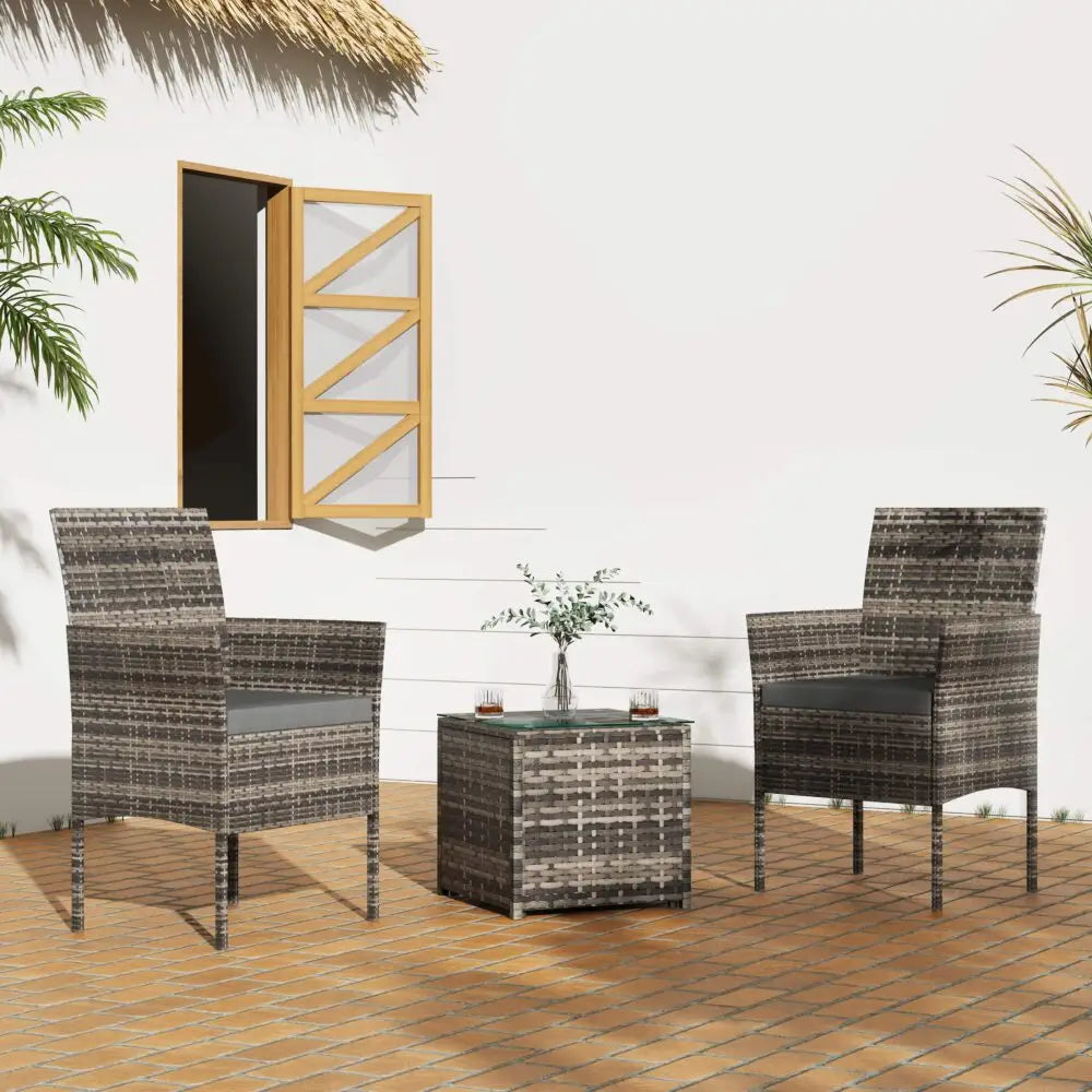 2 Seater Pe Rattan Outdoor Furniture Chat Set- Mixed Grey