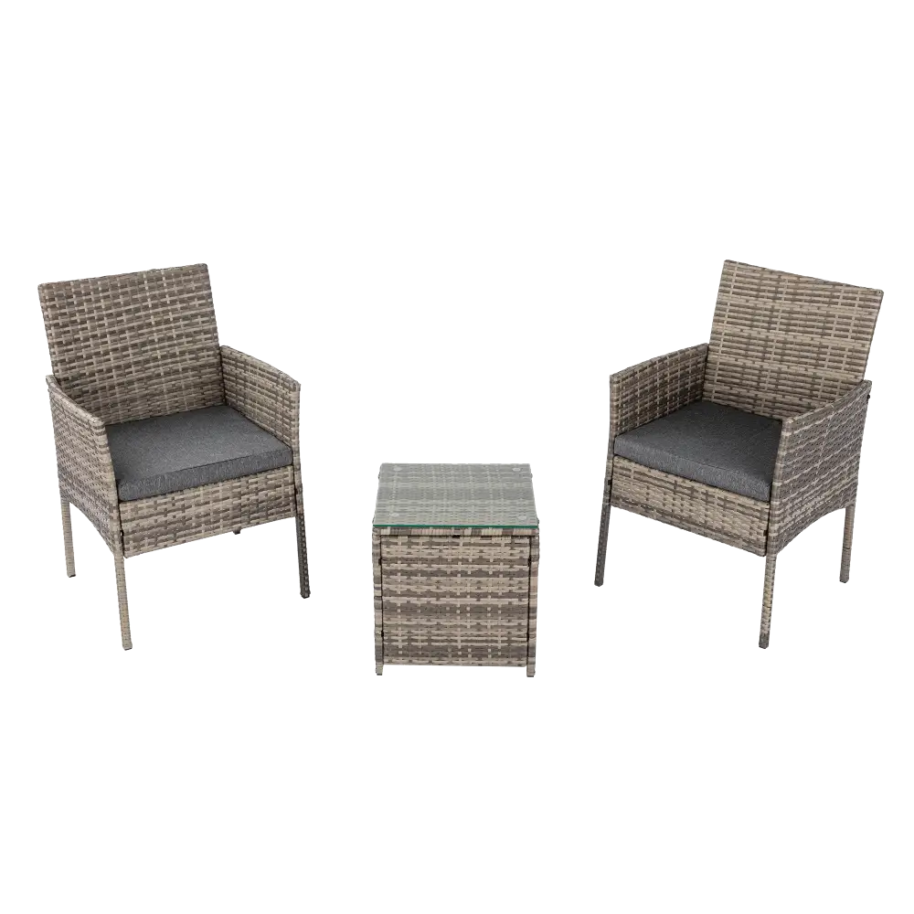 2 Seater Pe Rattan Outdoor Furniture Chat Set- Mixed Grey