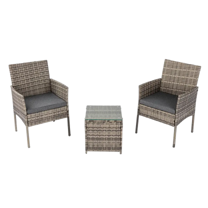 2 Seater Pe Rattan Outdoor Furniture Chat Set- Mixed Grey