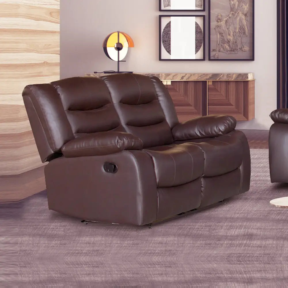 2 Seater Recliner Sofa in Faux Leather Lounge Couch in Brown
