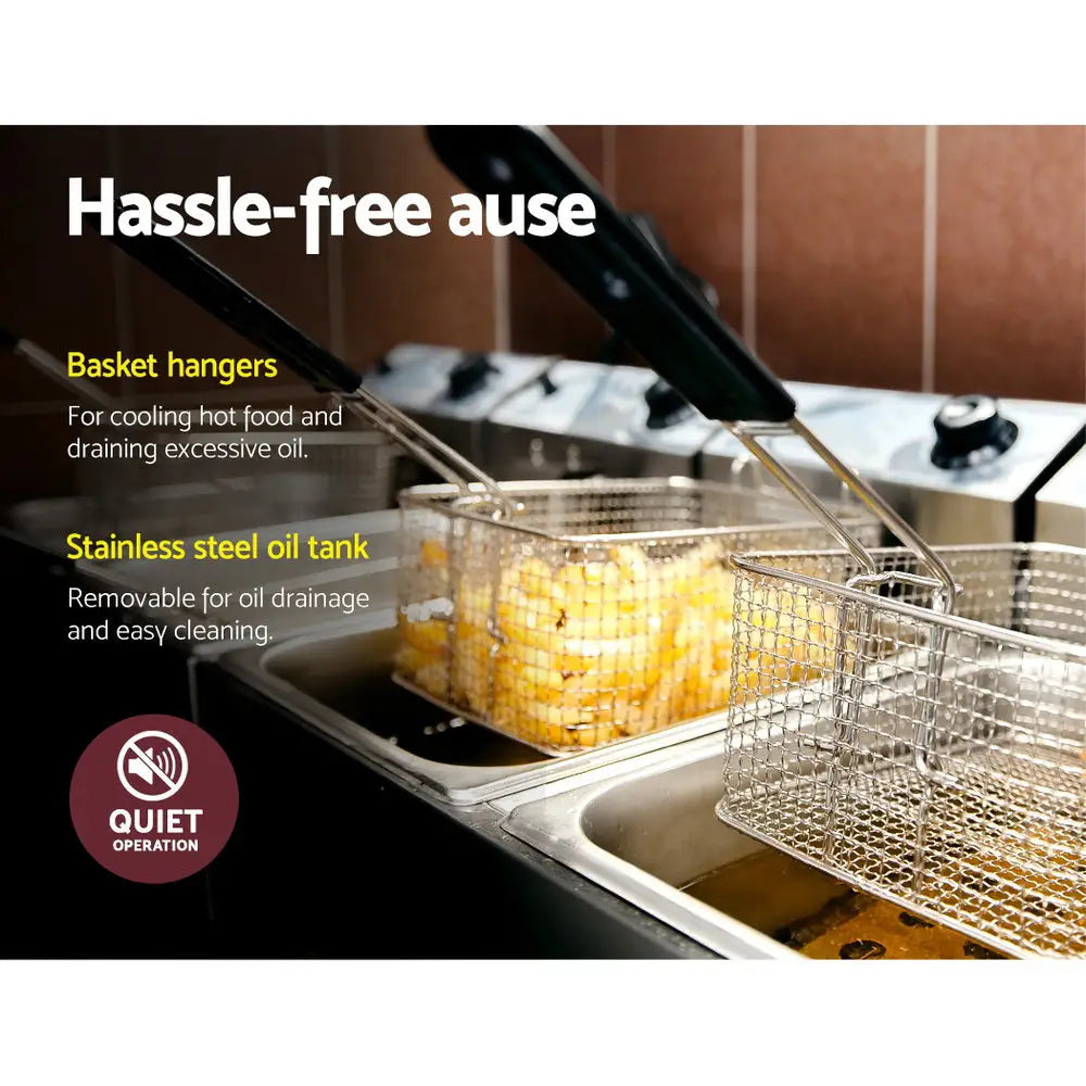 20l Electric Commercial Deep Fryer Double Baskets 4400w