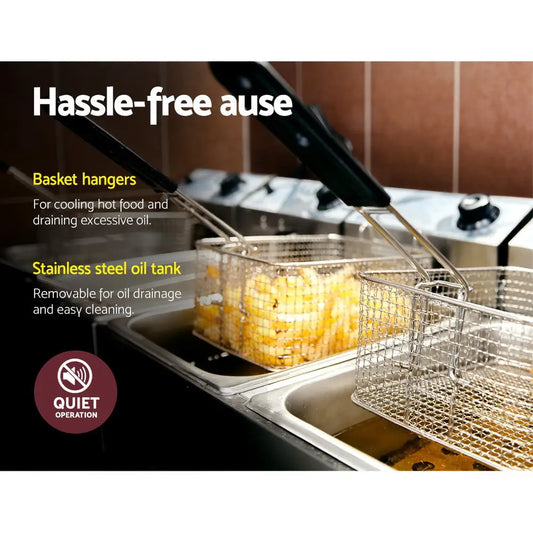 20l Electric Commercial Deep Fryer Double Baskets 4400w