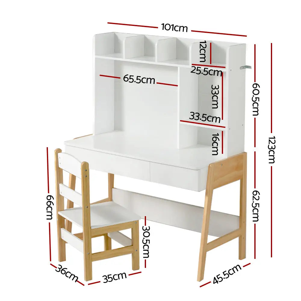 2pcs Kids Table and Chairs Set Study Activity Toys Storage Desk Drawer