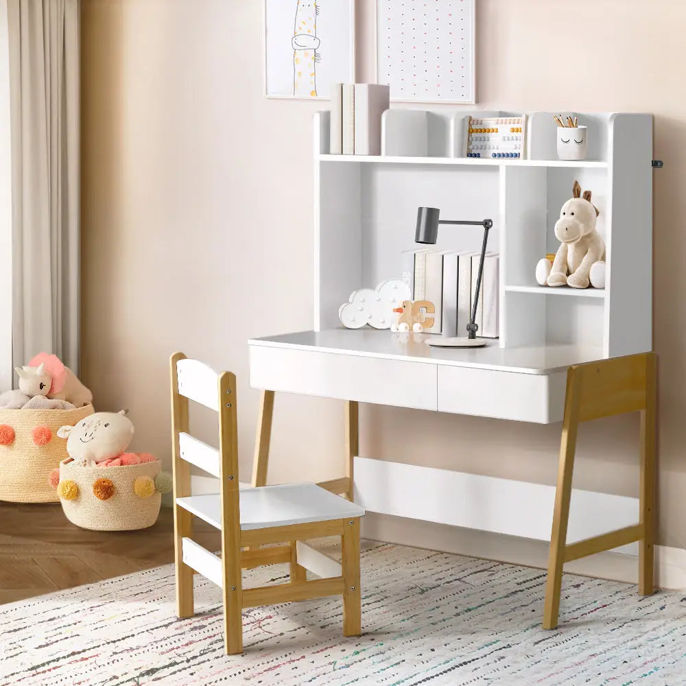 2pcs Kids Table and Chairs Set Study Activity Toys Storage Desk Drawer