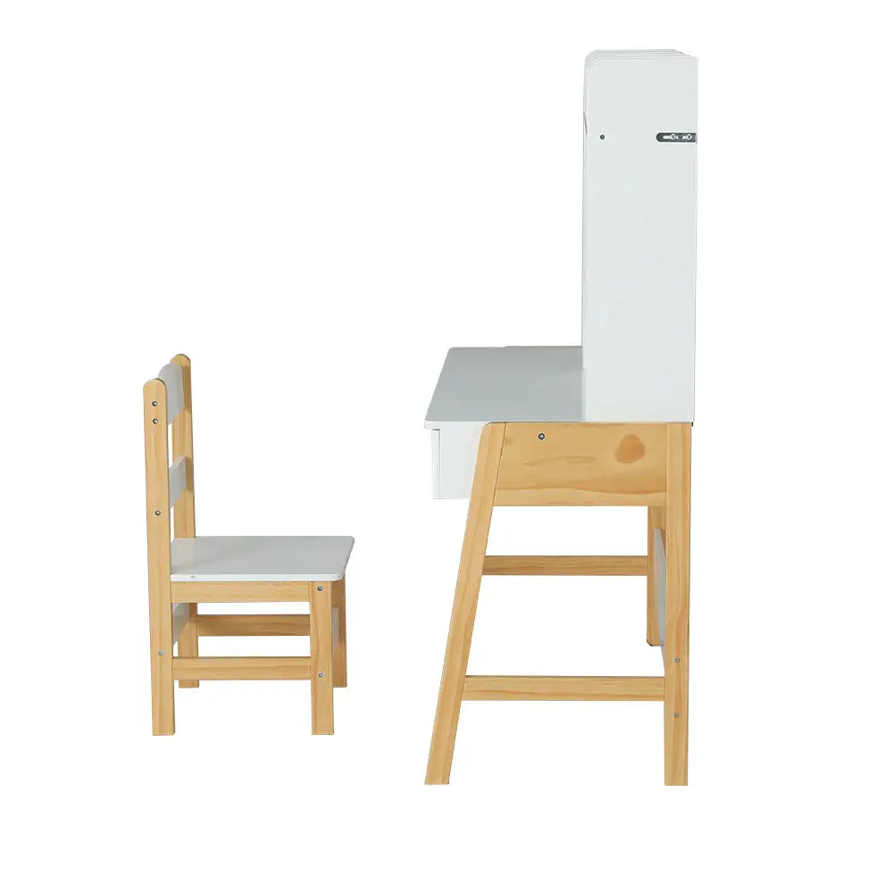 2pcs Kids Table and Chairs Set Study Activity Toys Storage Desk Drawer