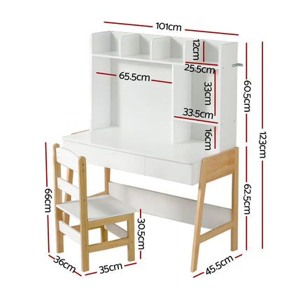 2pcs Kids Table and Chairs Set Study Activity Toys Storage Desk Drawer