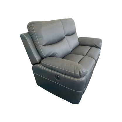 2r Finest Fabric Electric Recliner Feature Multi Positions Ultra Cushioned Usb Outlets in Charcoal Colour