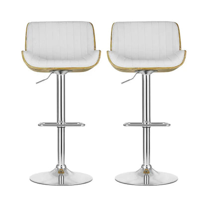 2x Bar Stools Adjustable Leather Chairs