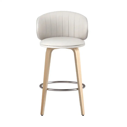 2x Bar Stools Dining Chairs Contoured Leather Wood Stool