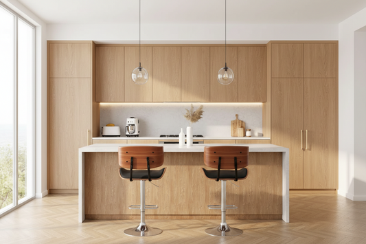 2x Bar Stools Gas Lift Leather Black