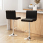 2x Bar Stools Gas Lift Leather Chairs Black