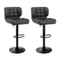 2x Bar Stools Gas Lift Leather Padded Grey