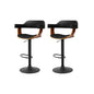 2x Bar Stools Gas Lift Leather W/armrest All Black