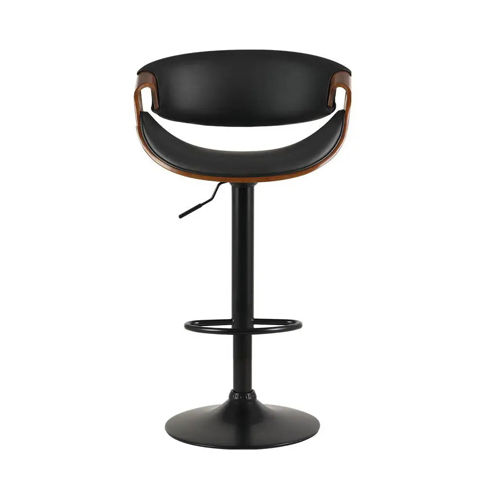 2x Bar Stools Gas Lift Leather W/armrest