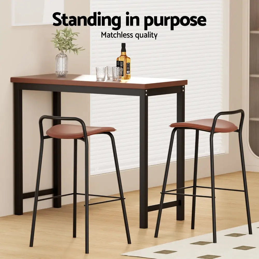 2x Bar Stools Kitchen Counter Metal Brown