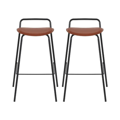 2x Bar Stools Kitchen Counter Metal Brown