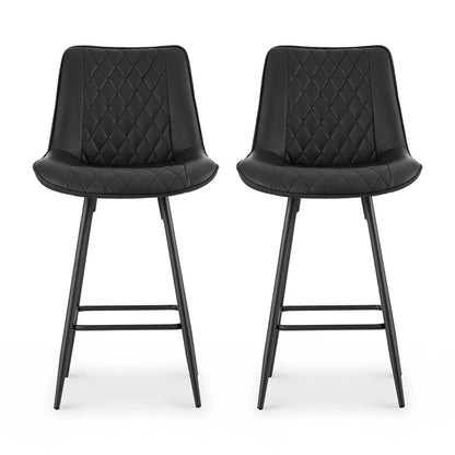 2x Bar Stools Kitchen Dining Chair Counter Stool Diamond Pu Leather Black