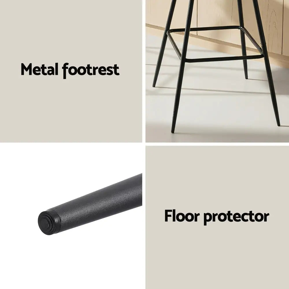 2x Bar Stools Kitchen Dining Chair Counter Stool Diamond Pu Leather Black