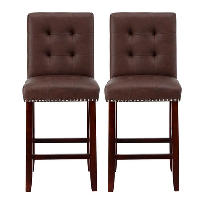 2x Bar Stools Kitchen Dining Chairs Counter Pu Leather Wooden Ada Brown