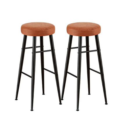 2x Bar Stools Kitchen Dining Chairs Counter Round Pu Leather Lane Brown