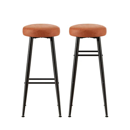 2x Bar Stools Kitchen Dining Chairs Counter Round Pu Leather Lane Brown