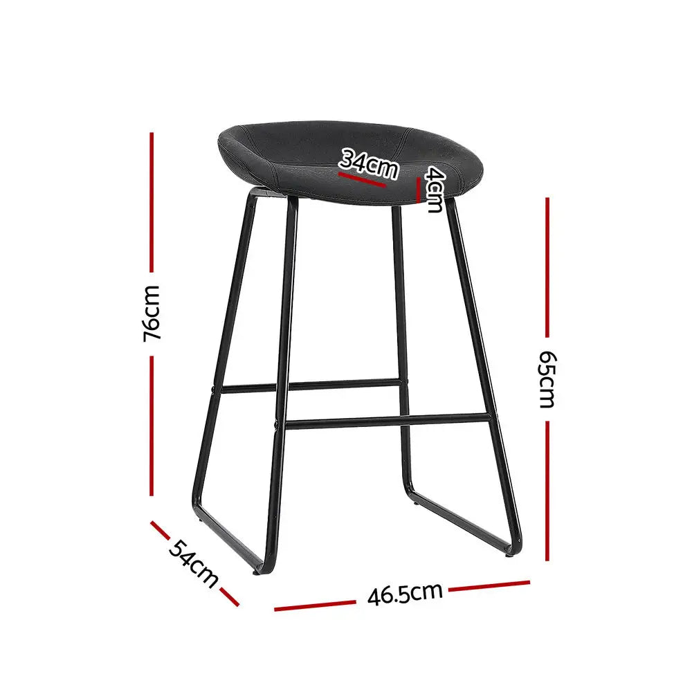 2x Bar Stools Kitchen Dining Chairs Counter Stool Pu Leather Metal