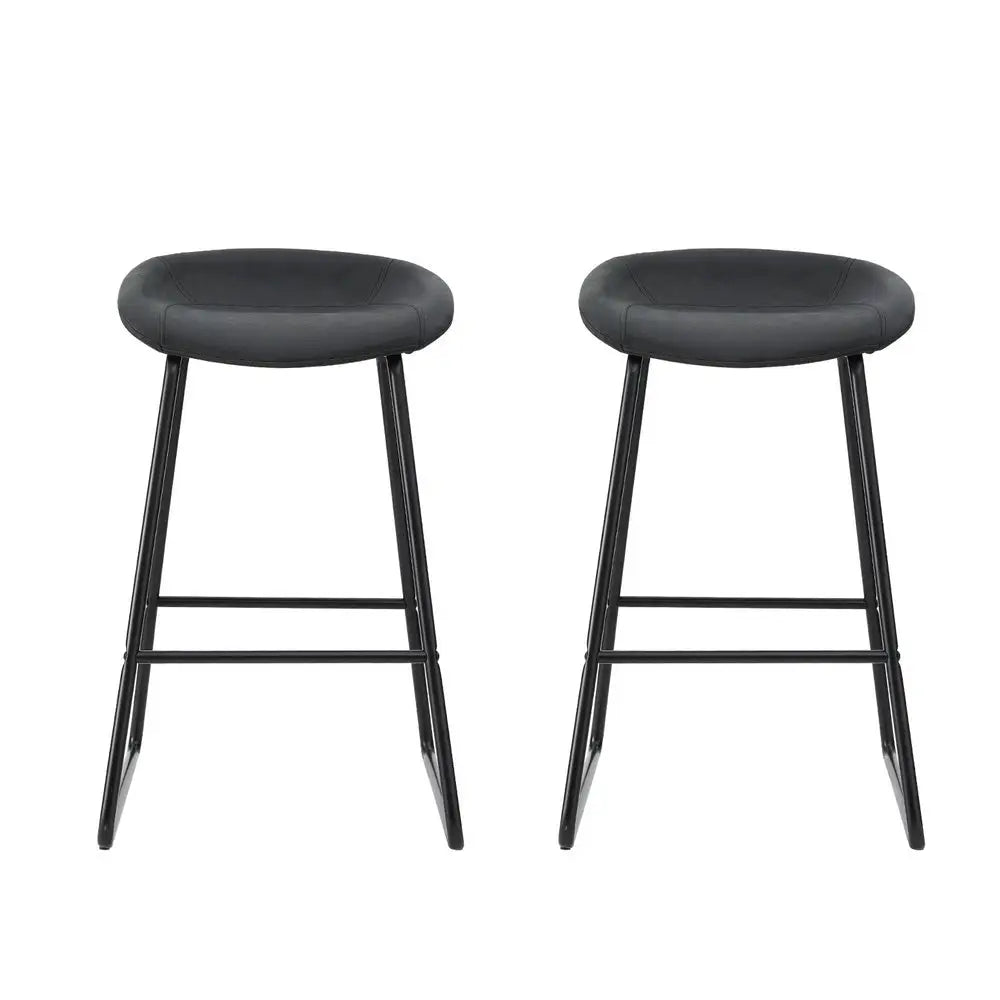 2x Bar Stools Kitchen Dining Chairs Counter Stool Pu Leather Metal