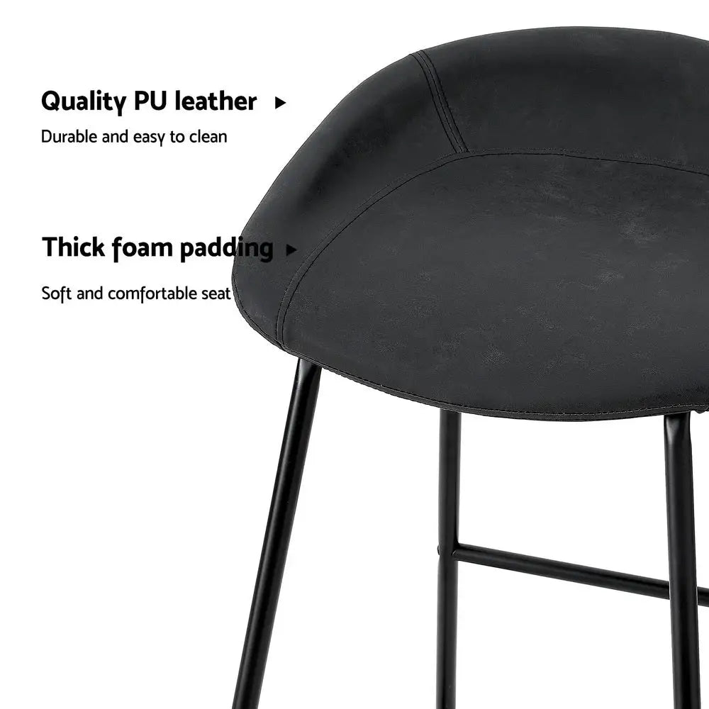 2x Bar Stools Kitchen Dining Chairs Counter Stool Pu Leather Metal
