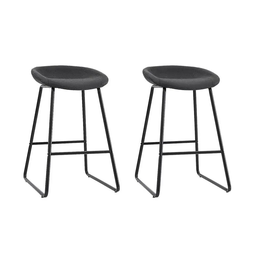 2x Bar Stools Kitchen Dining Chairs Counter Stool Pu Leather Metal